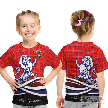 Burnett Modern Tartan Kid T-Shirt with Alba Gu Brath Regal Lion Emblem - Tartanvibesclothing Shop