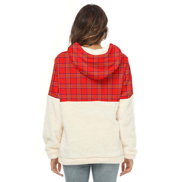 Burnett Tartan Half Style Women's Borg Fleece Hoodie with Half Zip - Tartan Vibes Clothing