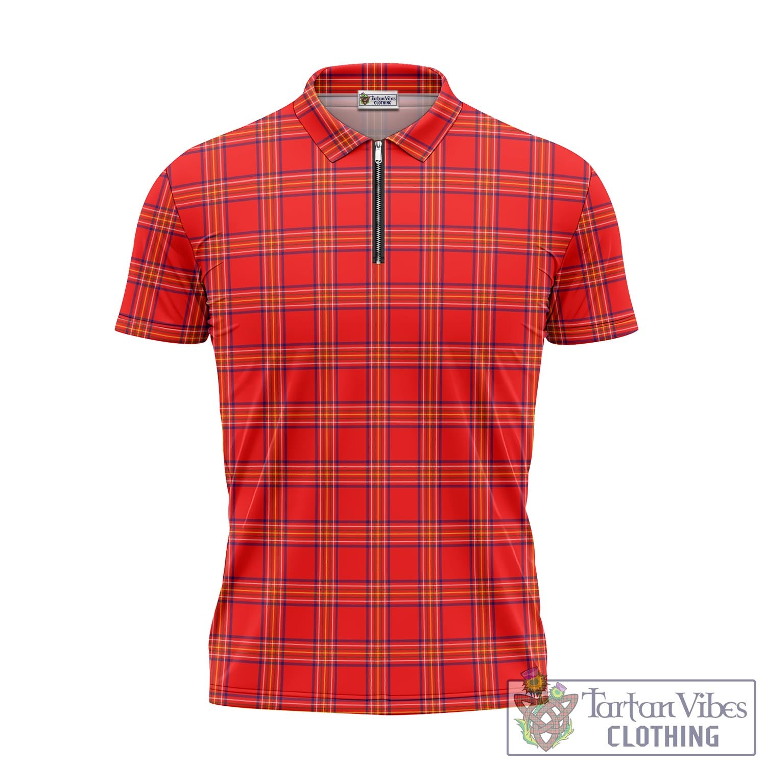 Tartan Vibes Clothing Burnett Modern Tartan Zipper Polo Shirt