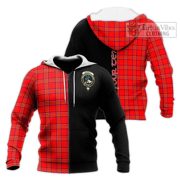Burnett Tartan Knitted Hoodie with Family Crest and Half Of Me Style
