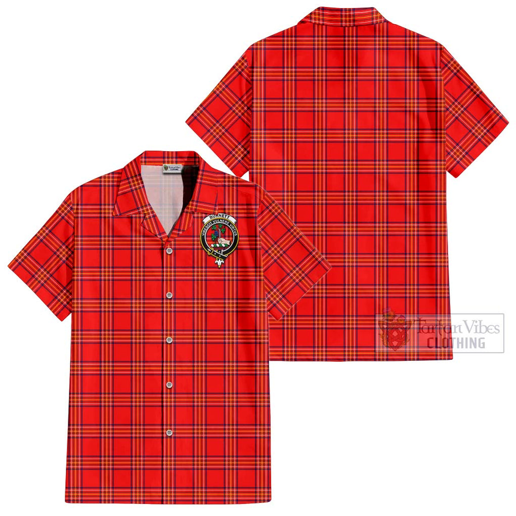 Burnett Modern Tartan Cotton Hawaiian Shirt with Family Crest Kid - Tartan Vibes Clothing
