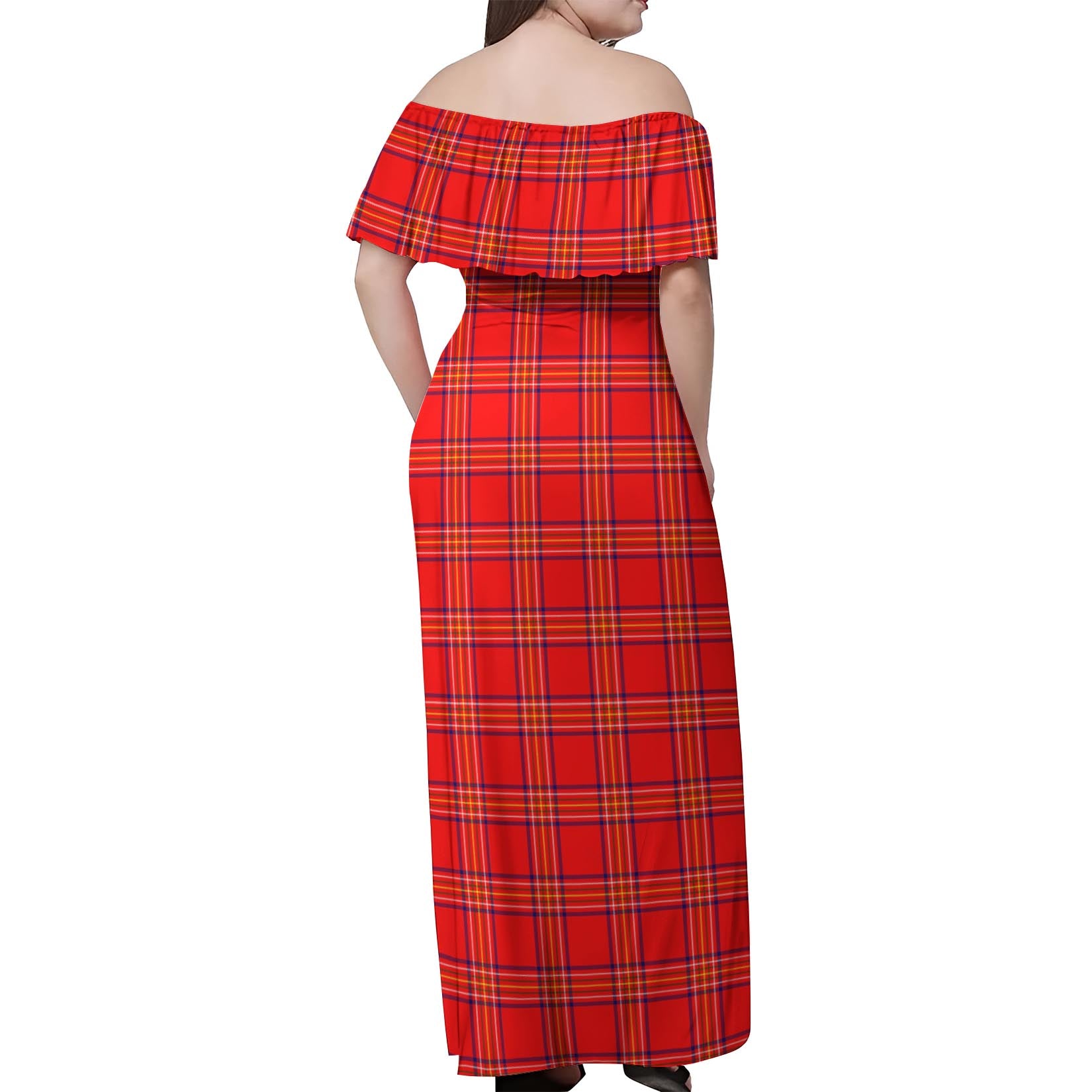 Burnett Tartan Off Shoulder Long Dress - Tartan Vibes Clothing