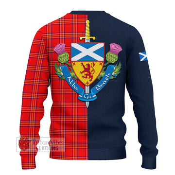 Tartan Vibes Clothing Burnett Modern Tartan Knitted Sweater with Scottish Lion Royal Arm Half Style