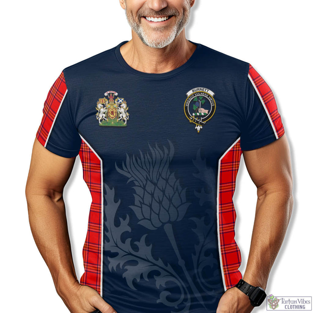Tartan Vibes Clothing Burnett Modern Tartan T-Shirt with Family Crest and Scottish Thistle Vibes Sport Style