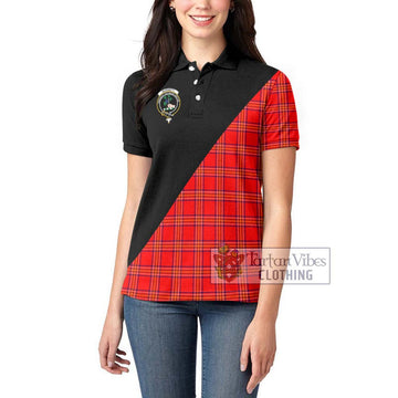 Burnett Modern Tartan Women's Polo Shirt with Family Crest and Military Logo Style - Tartanvibesclothing Shop