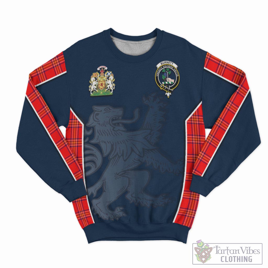Tartan Vibes Clothing Burnett Modern Tartan Sweater with Family Crest and Lion Rampant Vibes Sport Style