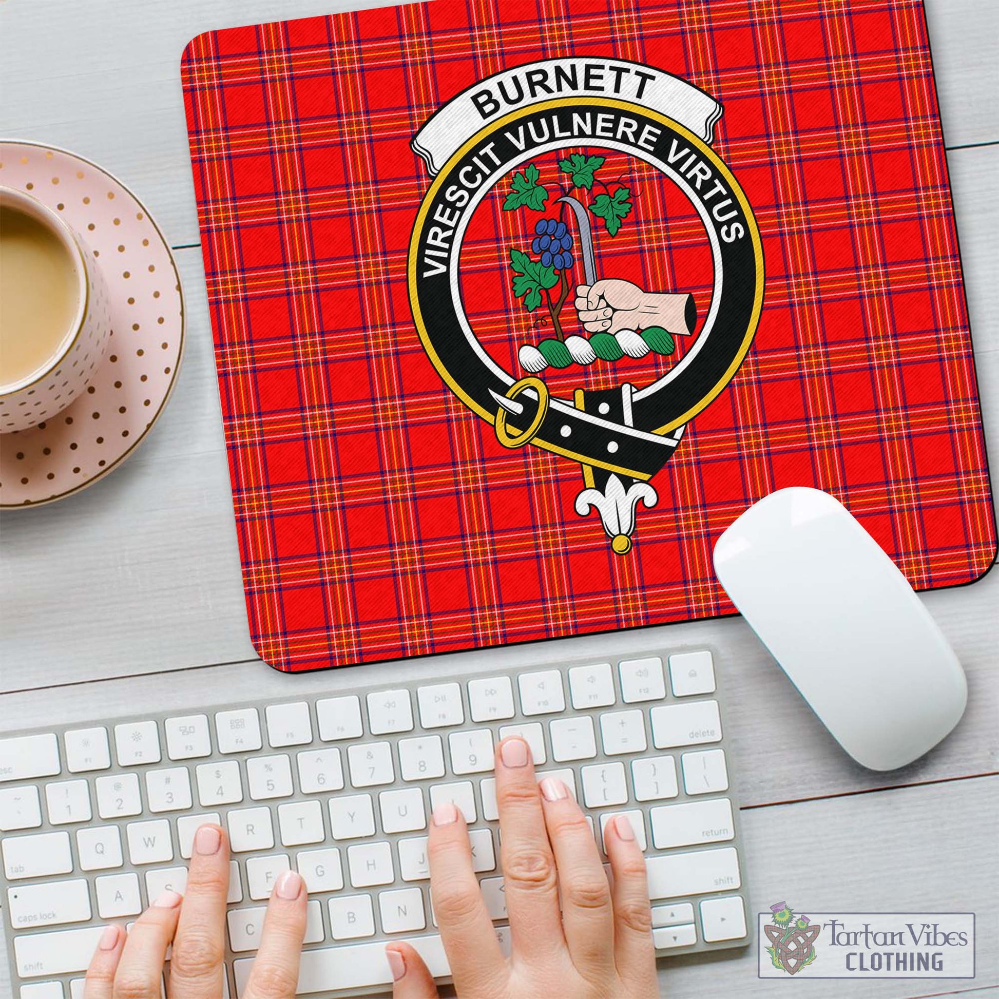 Tartan Vibes Clothing Burnett Modern Tartan Mouse Pad with Family Crest