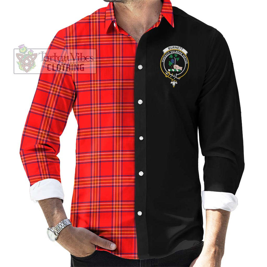 Burnett Modern Tartan Long Sleeve Button Shirt with Family Crest and Half Of Me Style - Tartanvibesclothing Shop
