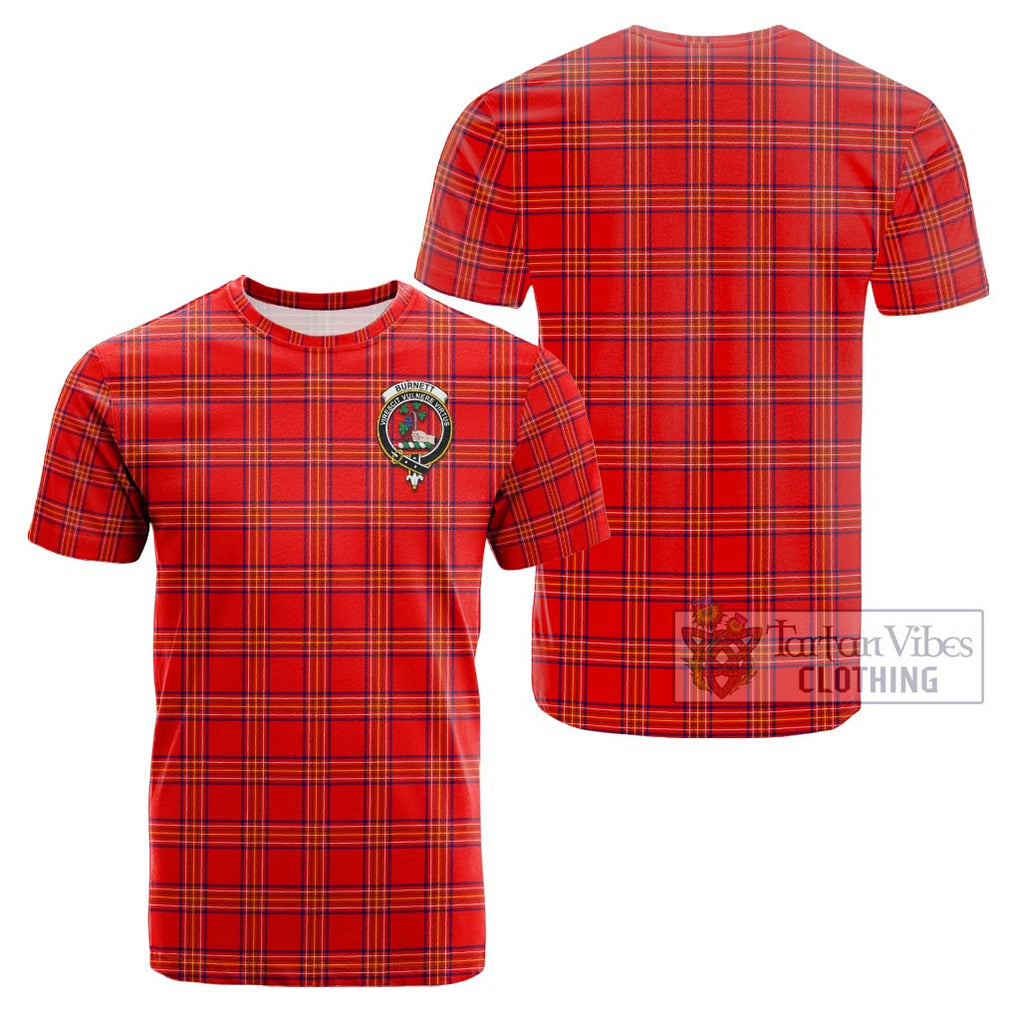Burnett Modern Tartan Cotton T-Shirt with Family Crest Kid's Shirt - Tartanvibesclothing Shop