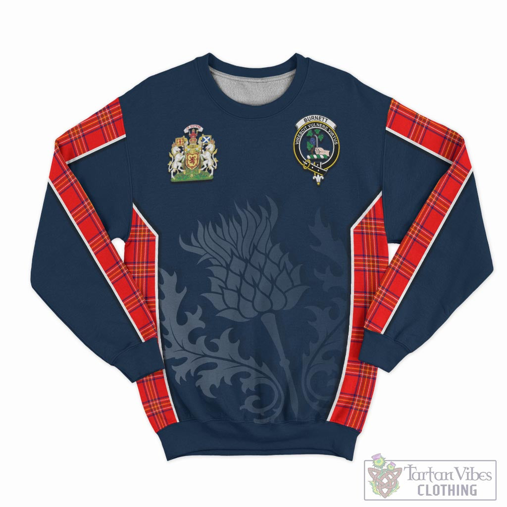 Tartan Vibes Clothing Burnett Modern Tartan Sweatshirt with Family Crest and Scottish Thistle Vibes Sport Style