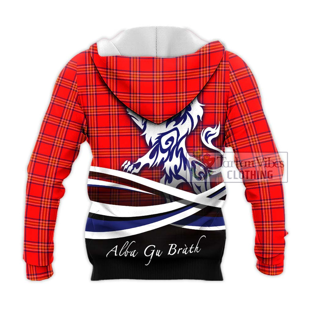 Burnett Modern Tartan Knitted Hoodie with Alba Gu Brath Regal Lion Emblem - Tartanvibesclothing Shop