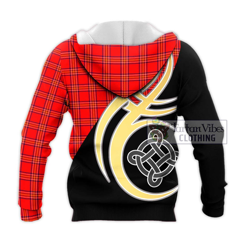 Burnett Modern Tartan Knitted Hoodie with Family Crest and Celtic Symbol Style - Tartan Vibes Clothing