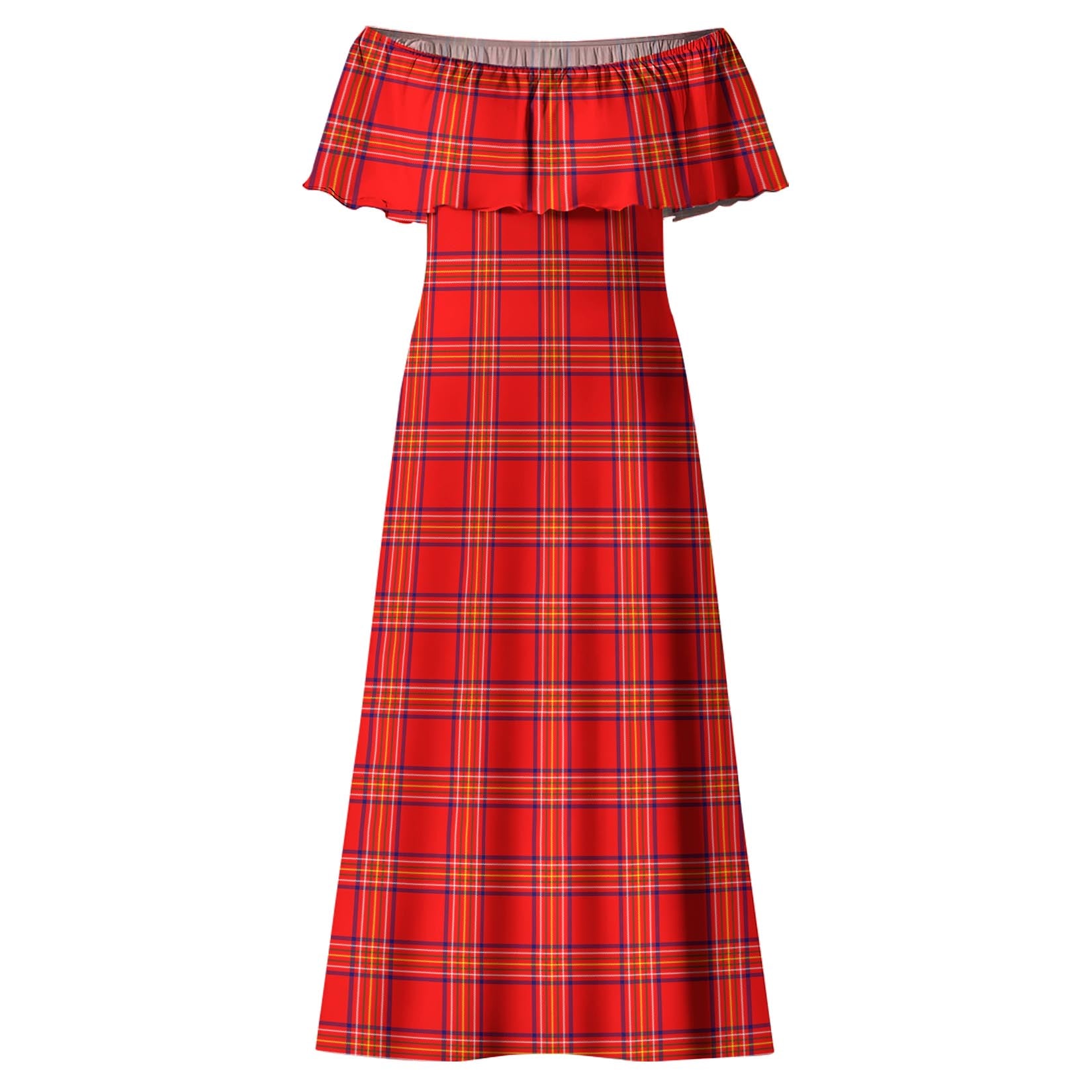 Burnett Tartan Off Shoulder Long Dress - Tartan Vibes Clothing