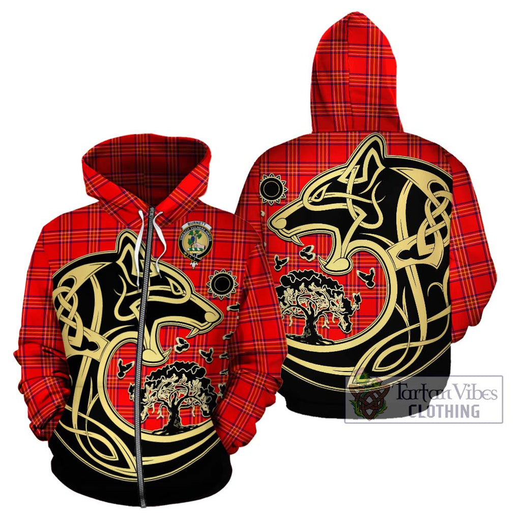 Burnett Modern Tartan Hoodie with Family Crest Celtic Wolf Style - Tartan Vibes Clothing