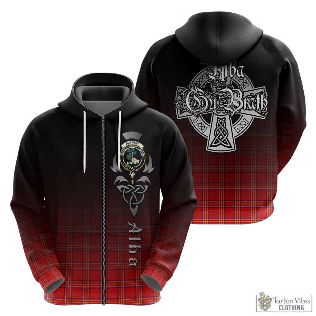 Tartan Vibes Clothing Burnett Modern Tartan Hoodie Featuring Alba Gu Brath Family Crest Celtic Inspired