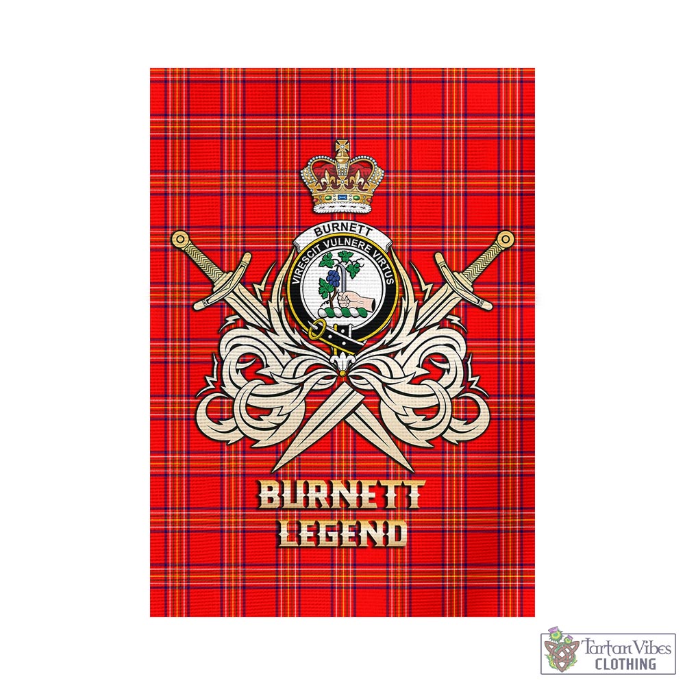 Tartan Vibes Clothing Burnett Modern Tartan Flag with Clan Crest and the Golden Sword of Courageous Legacy