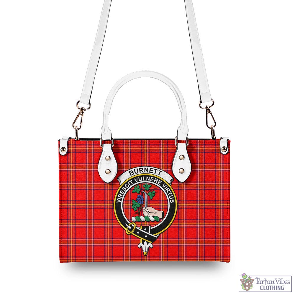 Tartan Vibes Clothing Burnett Modern Tartan Luxury Leather Handbags with Family Crest