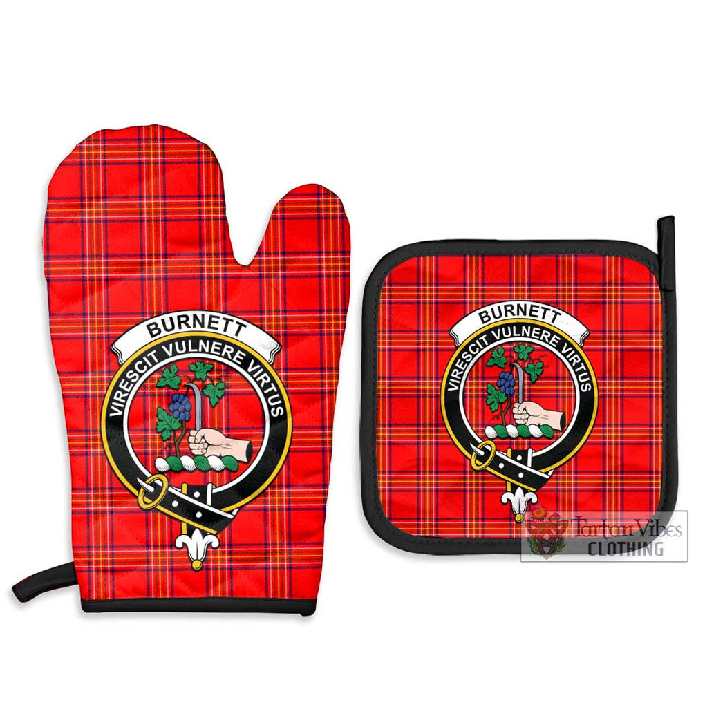 Burnett Modern Tartan Combo Oven Mitt & Pot-Holder with Family Crest Combo 1 Oven Mitt & 2 Pot-Holder Black - Tartan Vibes Clothing
