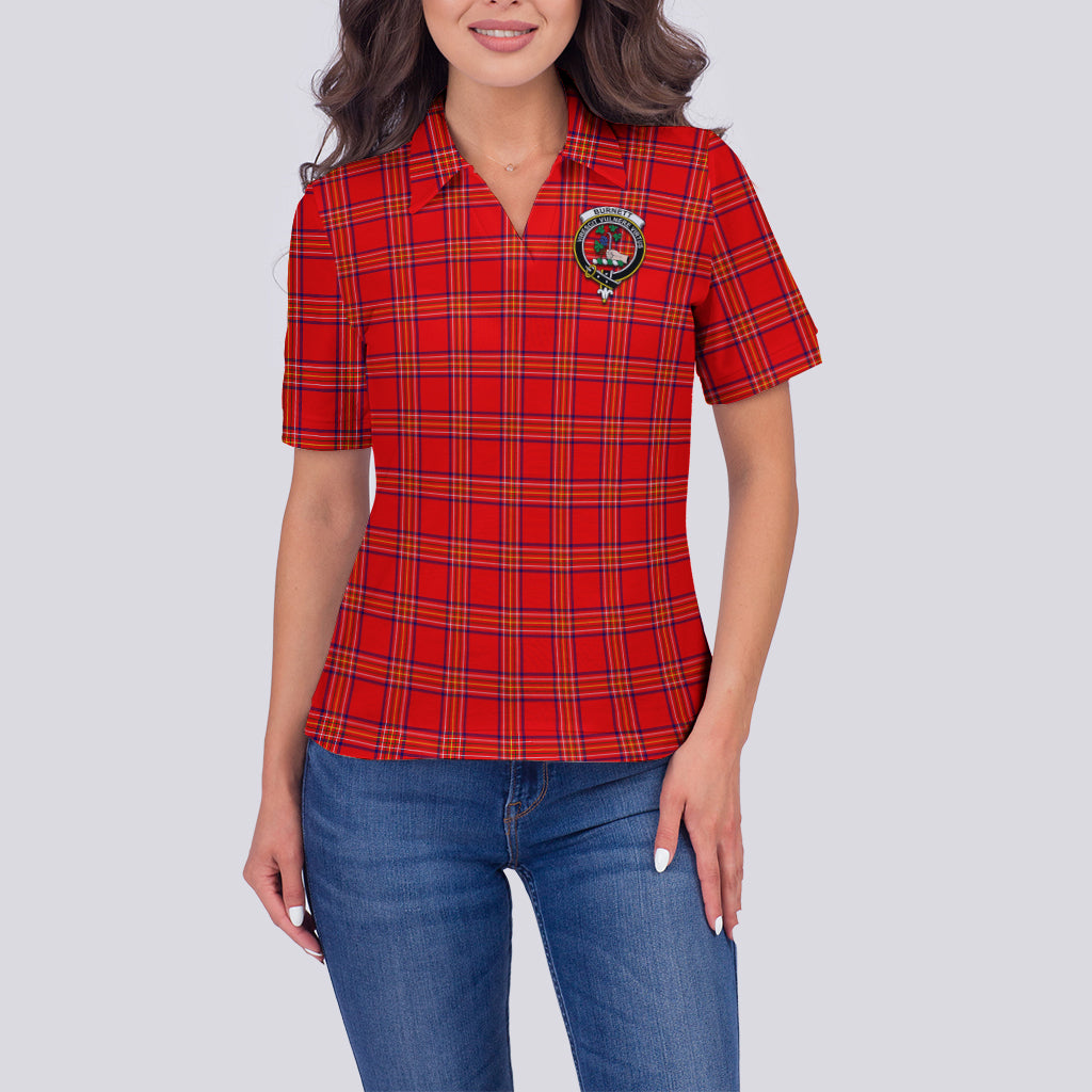 Burnett Modern Tartan Polo Shirt with Family Crest For Women