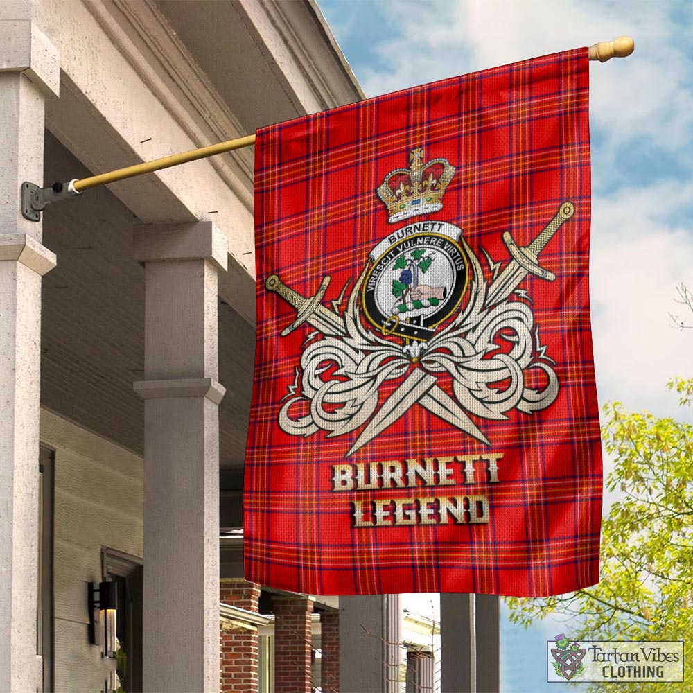 Tartan Vibes Clothing Burnett Modern Tartan Flag with Clan Crest and the Golden Sword of Courageous Legacy