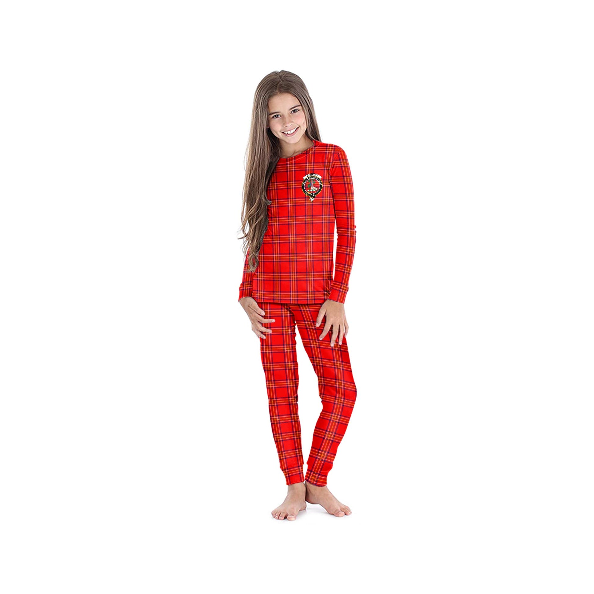 Burnett Modern Tartan Pajamas Family Set with Family Crest - Tartan Vibes Clothing