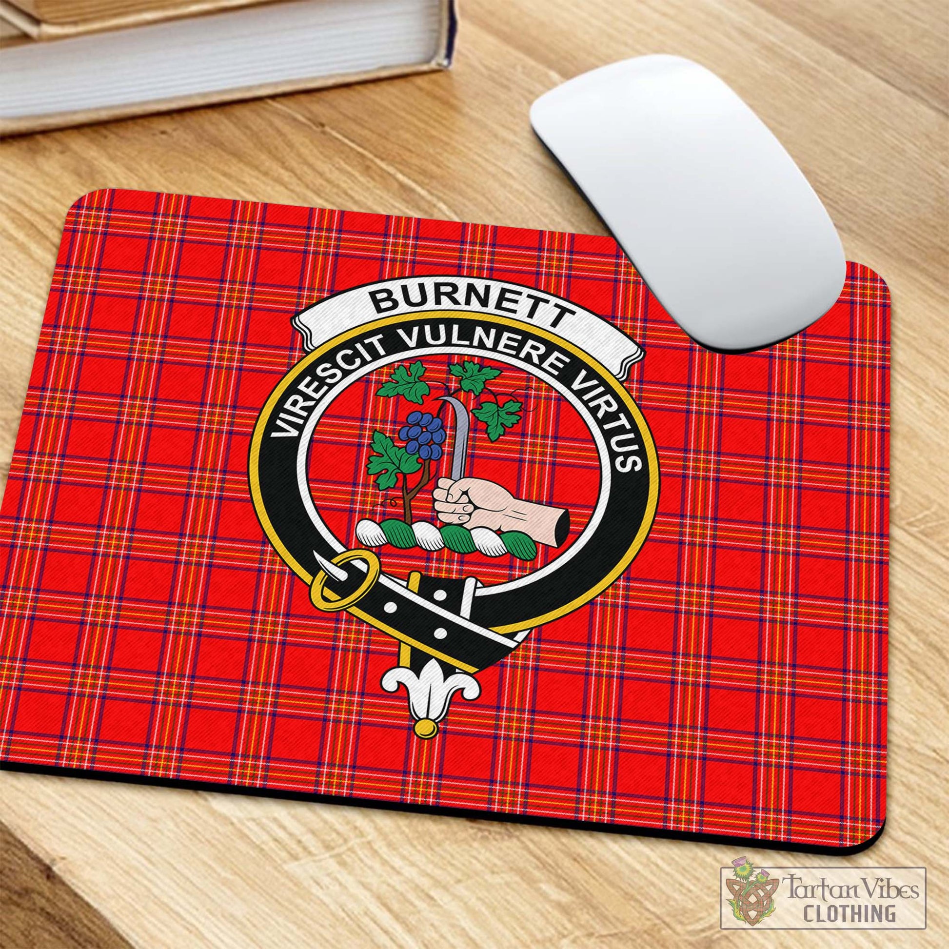 Tartan Vibes Clothing Burnett Modern Tartan Mouse Pad with Family Crest