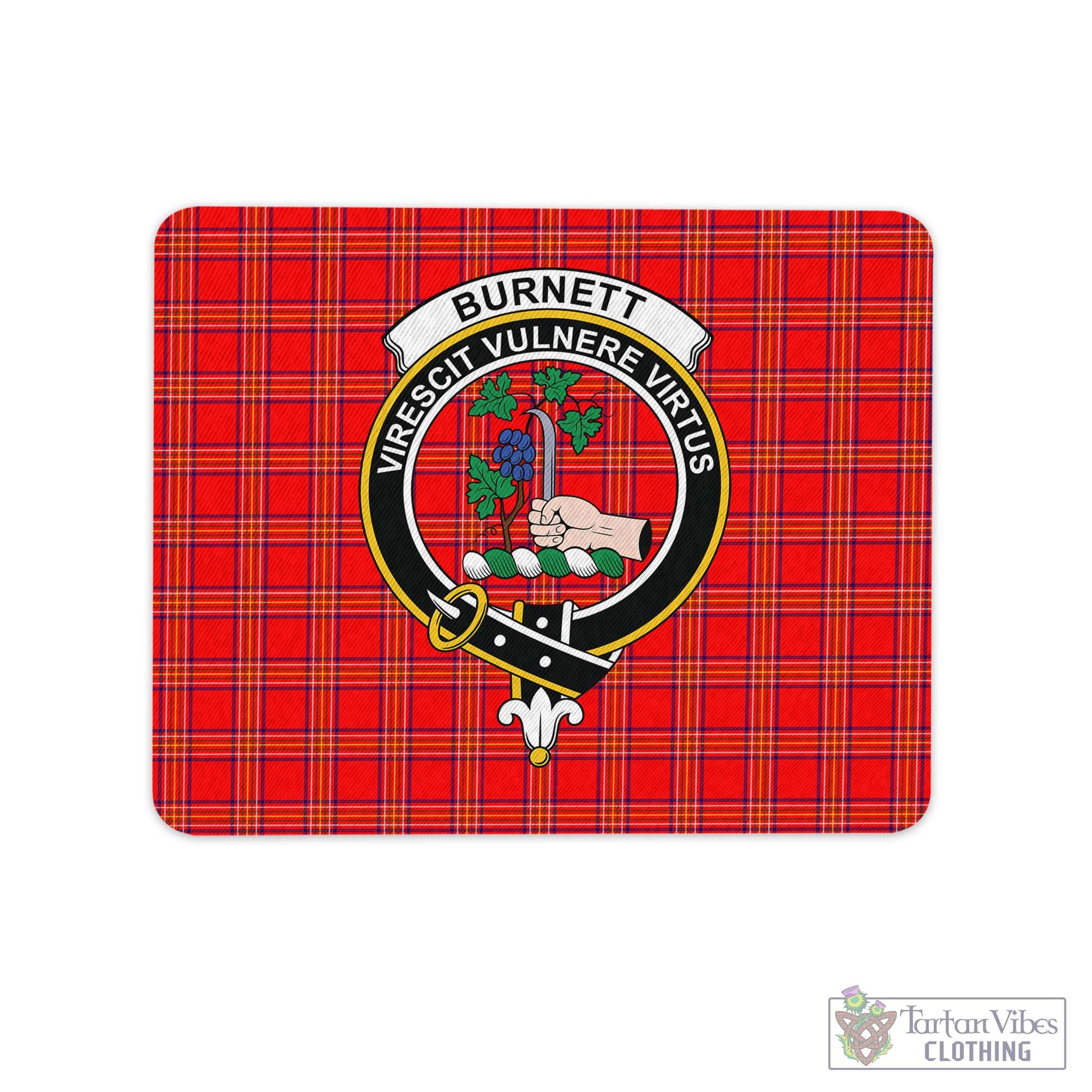 Tartan Vibes Clothing Burnett Modern Tartan Mouse Pad with Family Crest