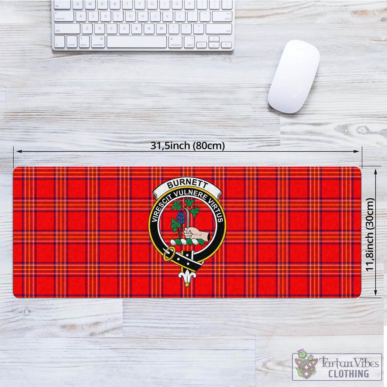 Tartan Vibes Clothing Burnett Modern Tartan Mouse Pad with Family Crest