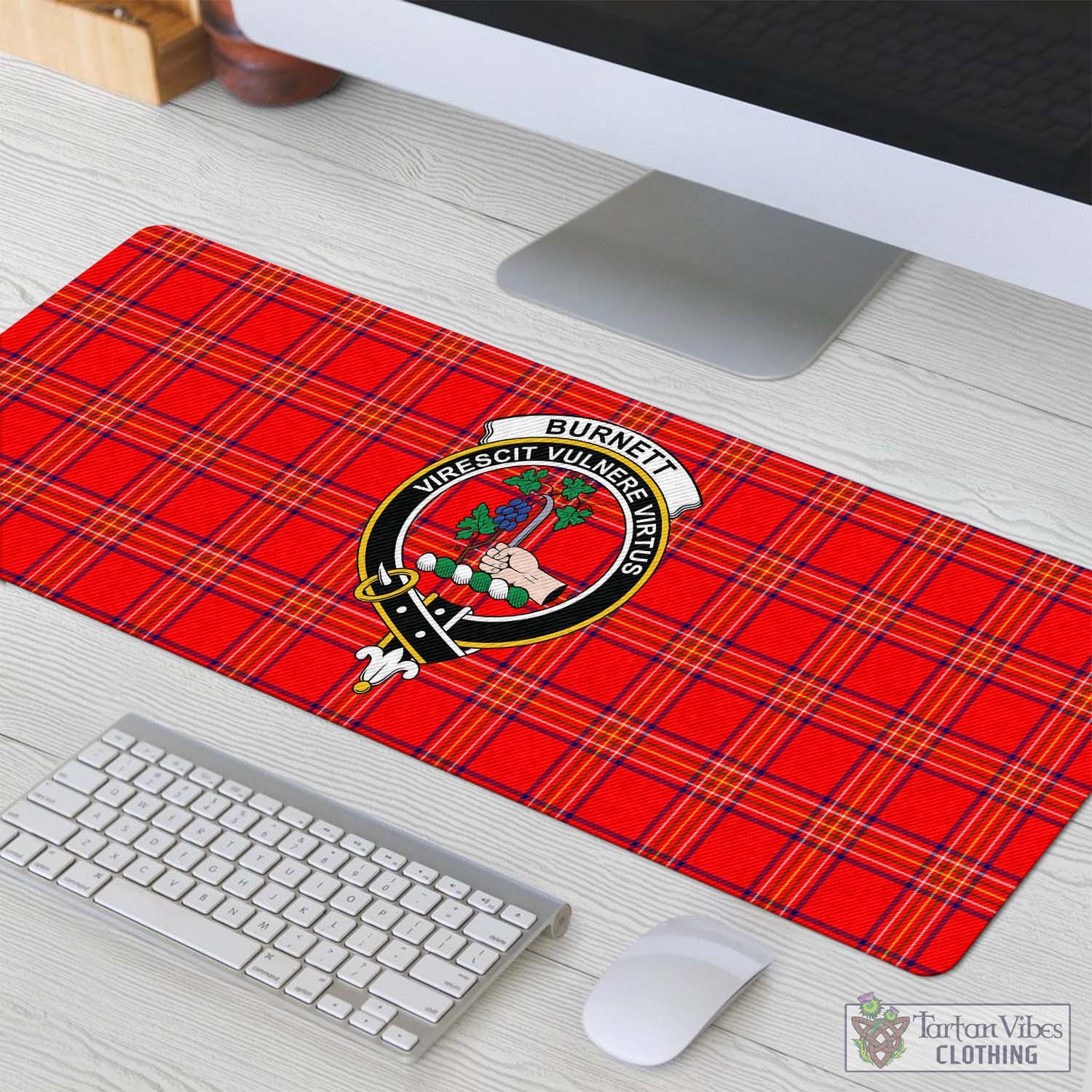 Tartan Vibes Clothing Burnett Modern Tartan Mouse Pad with Family Crest
