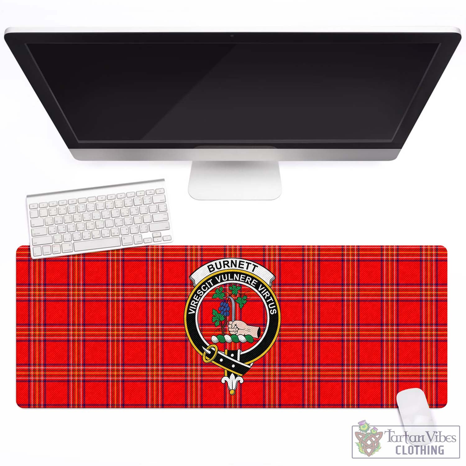 Tartan Vibes Clothing Burnett Modern Tartan Mouse Pad with Family Crest