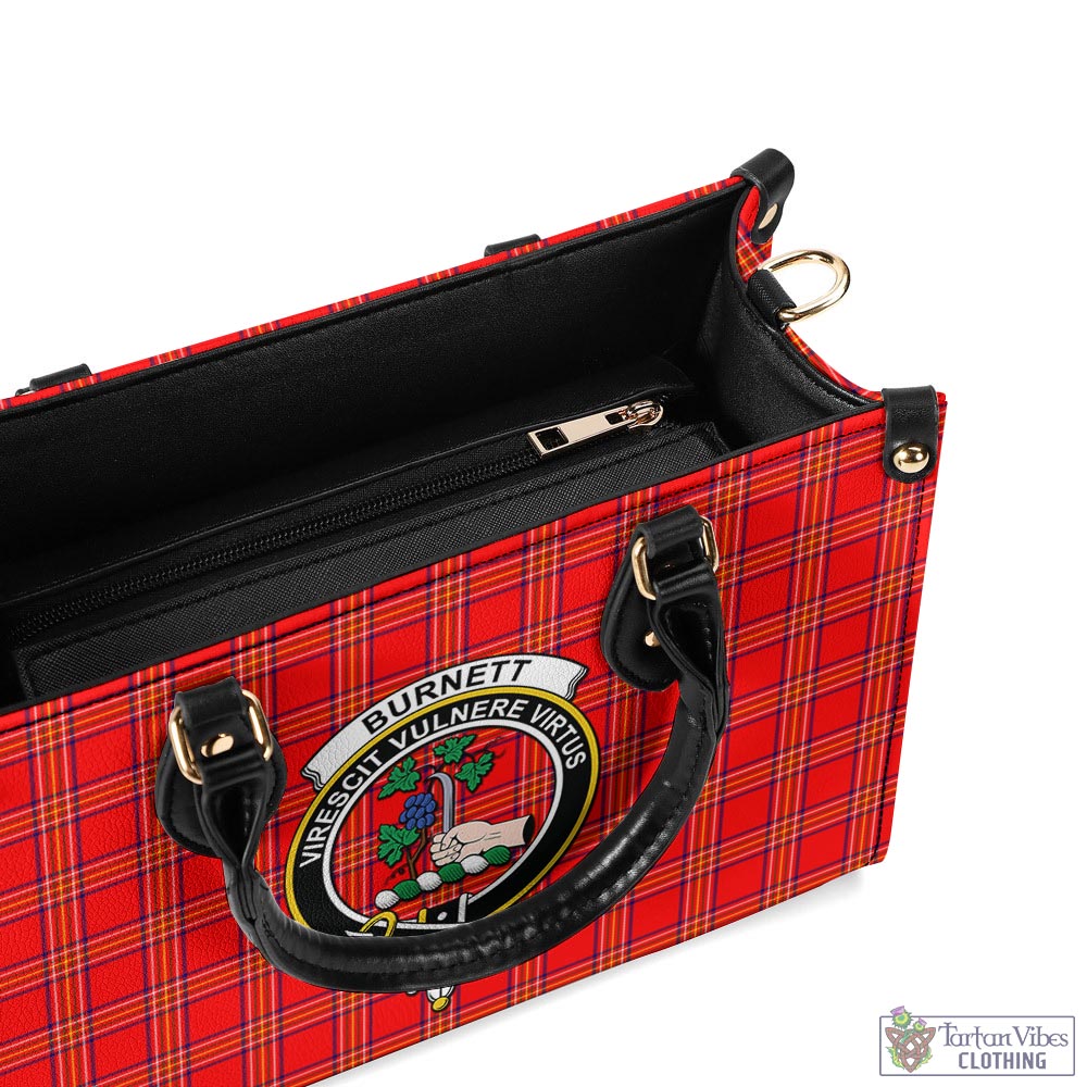 Tartan Vibes Clothing Burnett Modern Tartan Luxury Leather Handbags with Family Crest