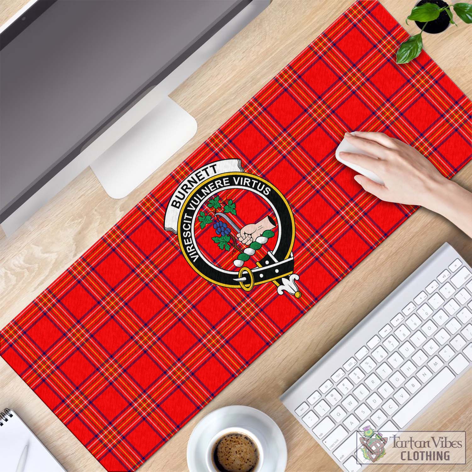 Tartan Vibes Clothing Burnett Modern Tartan Mouse Pad with Family Crest