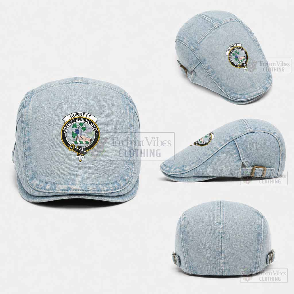 Burnett Scottish Clan Crest Washed Flat Cap - Unisex Jeff Cap One Size (Adjustable) Light Blue - Tartan Vibes Clothing