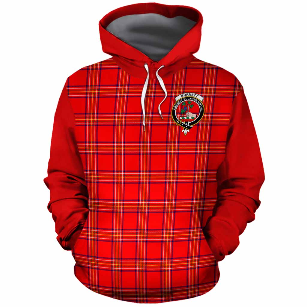 Burnett Tartan Accent Cotton Hoodie with Family Crest
