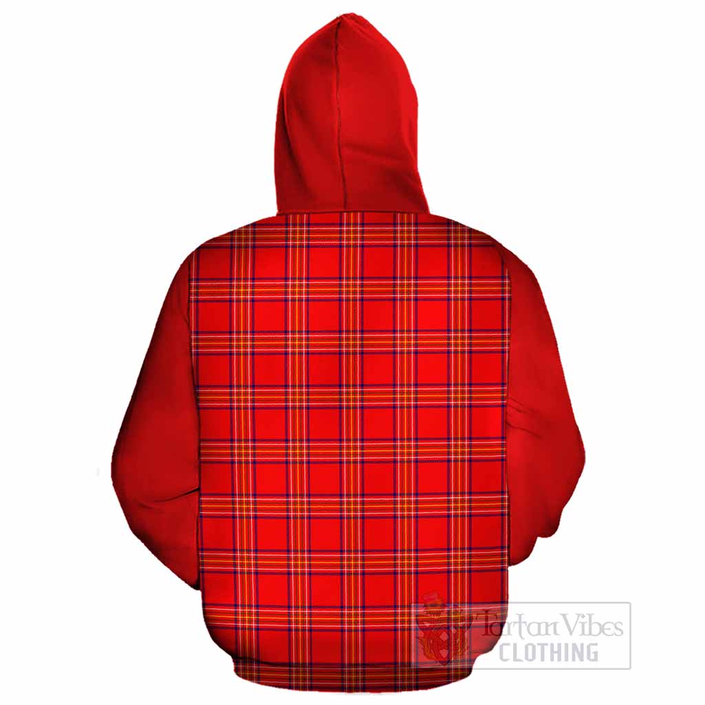 Burnett Tartan Accent Cotton Hoodie with Family Crest