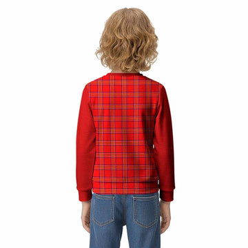Burnett Tartan Accent Kid Knitted Sweatshirt with Family Crest