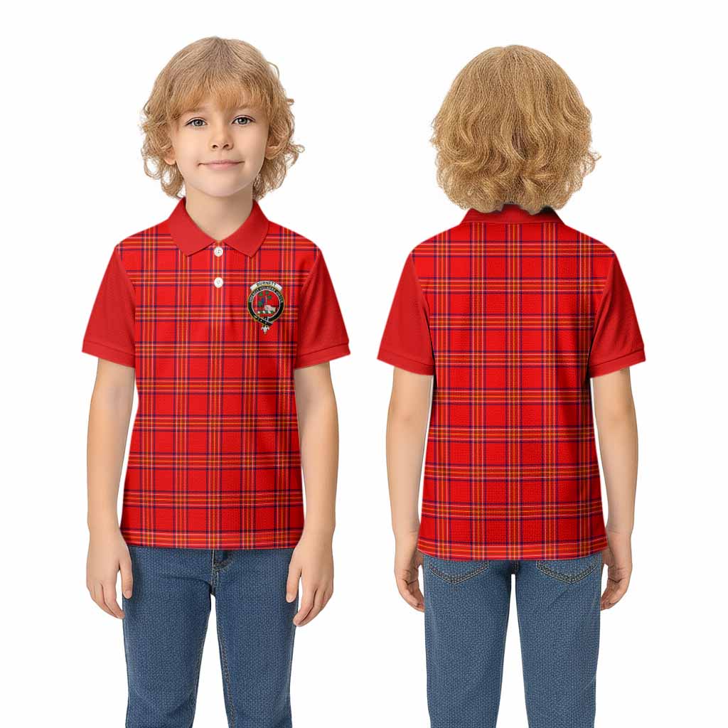 Burnett Tartan Accent Kid Polo Shirt with Family Crest