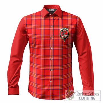 Burnett Tartan Accent Long Sleeve Button Shirts with Family Crest