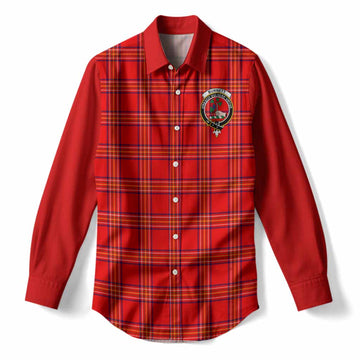 Burnett Tartan Accent Women Casual Shirt with Family Crest