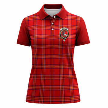 Burnett Tartan Accent Women Polo Shirt with Family Crest