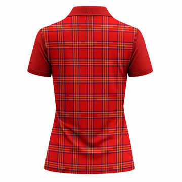 Burnett Tartan Accent Women Polo Shirt with Family Crest