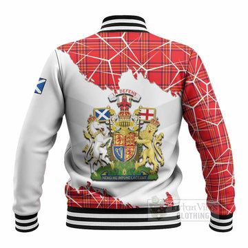 Burnett Tartan Baseball Jacket with Family Crest and Lion Rampant Grunge Style
