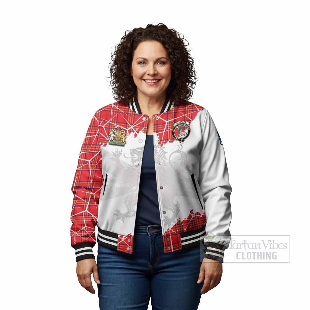 Burnett Tartan Baseball Jacket with Family Crest and Lion Rampant Grunge Style