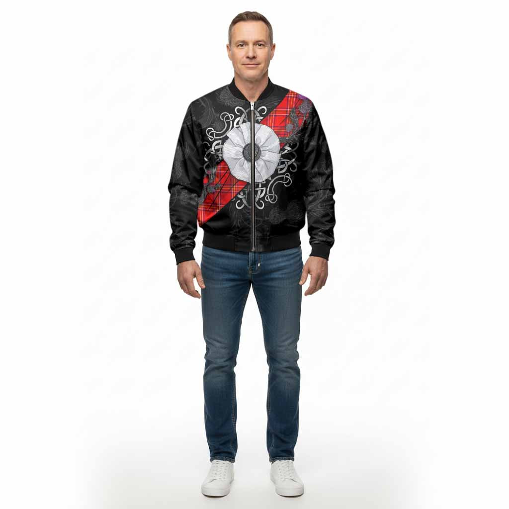 Burnett Tartan Bomber Jacket Jacobite White Rose - Tartan Vibes Clothing