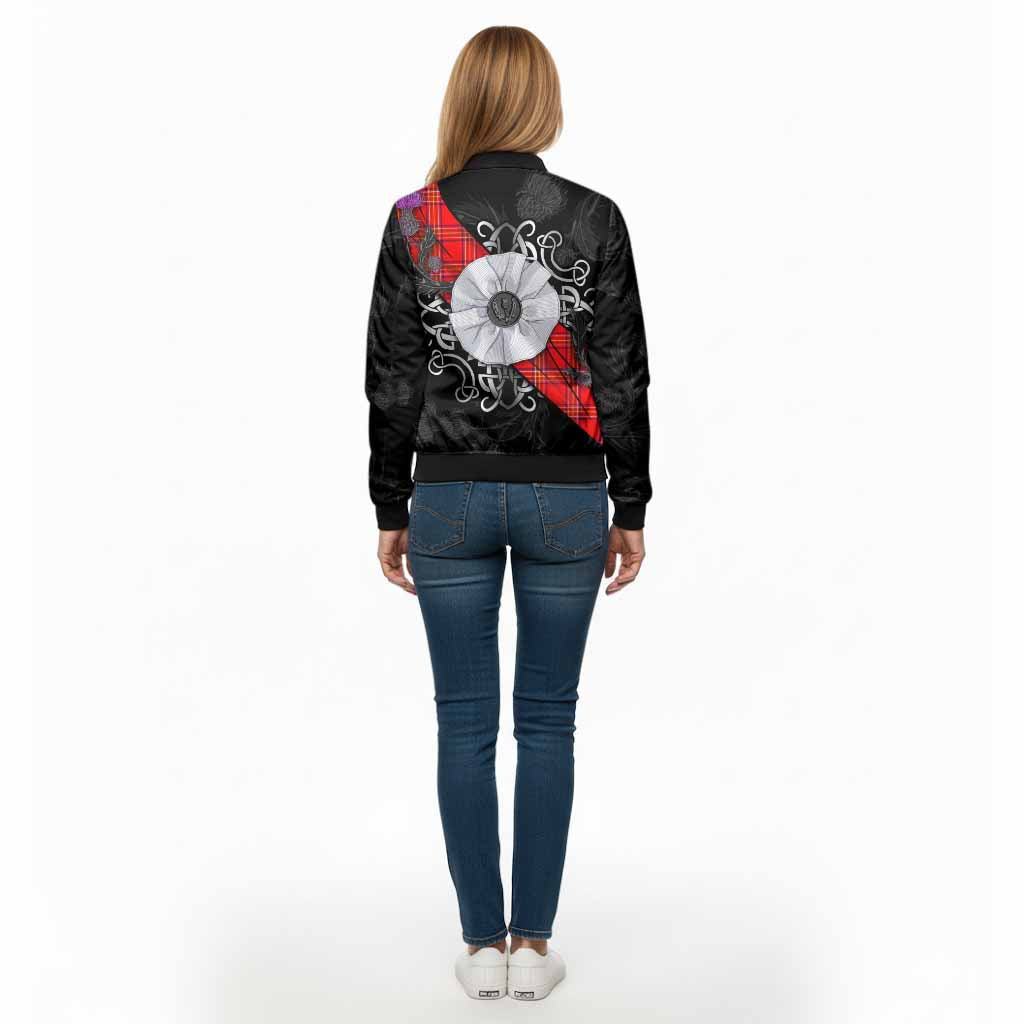 Burnett Tartan Bomber Jacket Jacobite White Rose - Tartan Vibes Clothing