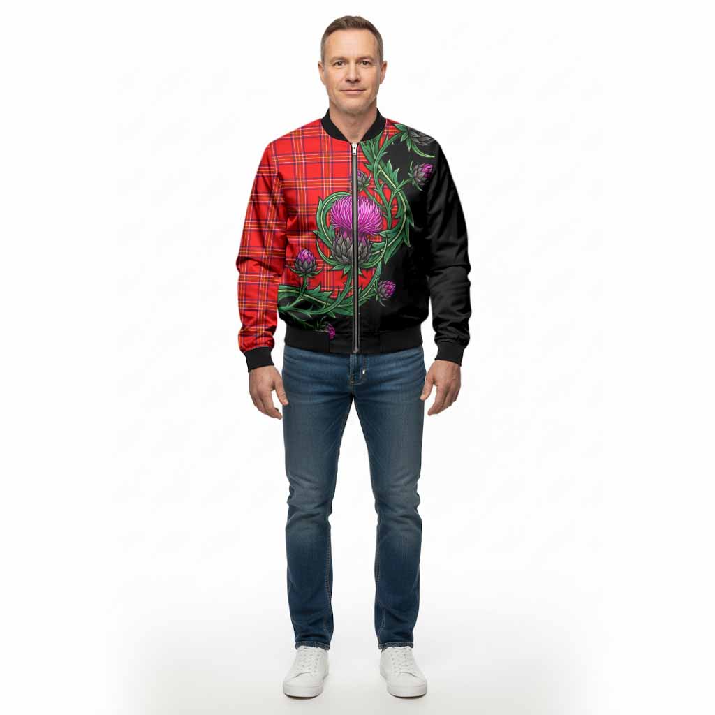 Burnett Tartan Bomber Jacket Resilient Scottish Thistle - Tartan Vibes Clothing