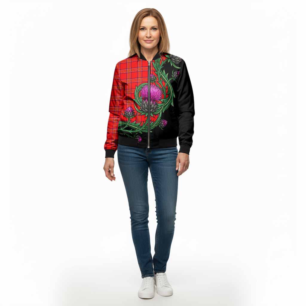 Burnett Tartan Bomber Jacket Resilient Scottish Thistle - Tartan Vibes Clothing