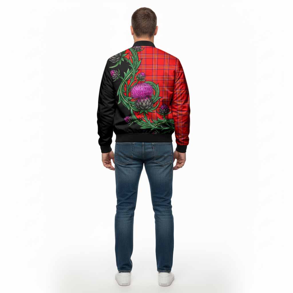 Burnett Tartan Bomber Jacket Resilient Scottish Thistle - Tartan Vibes Clothing
