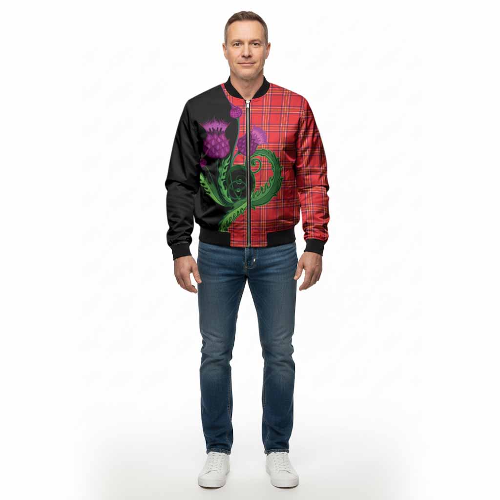 Burnett Tartan Bomber Jacket Traditional Scottish Thistle