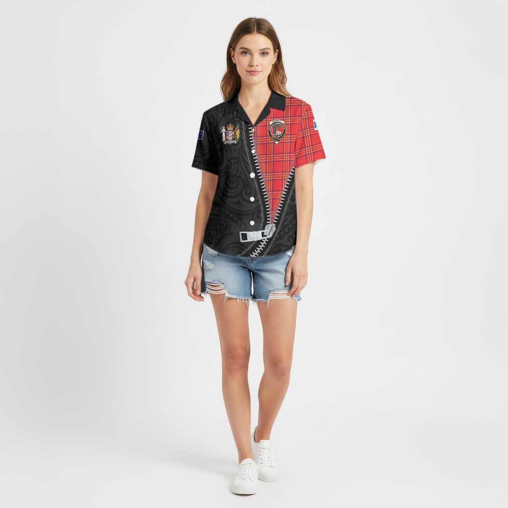 Burnett Tartan Cotton Hawaiian Shirt New Zealand Pattern Unique Zipper Stylized